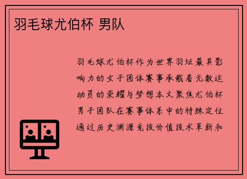 羽毛球尤伯杯 男队